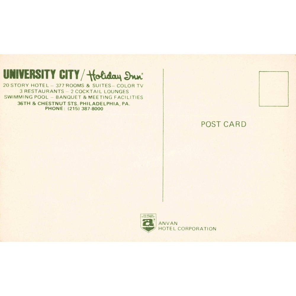 Vintage University City Holiday Inn Philadelphia PA Postcard Aerial View VG+ - Picture 2 of 2